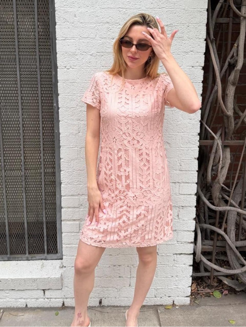 Julia Jordan pink lace embroidered dress sz 6 #babydoll #church #boho